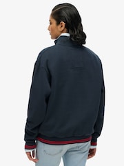 Superdry Blue Country Club Loose Fit Half Zip Sweat Top - Image 3 of 4