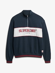 Superdry Blue Country Club Loose Fit Half Zip Sweat Top - Image 4 of 4
