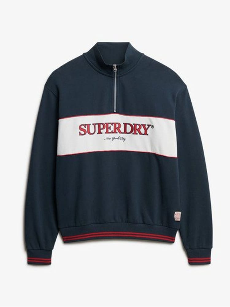 Superdry Blue Country Club Loose Fit Half Zip Sweat Top - Image 4 of 4