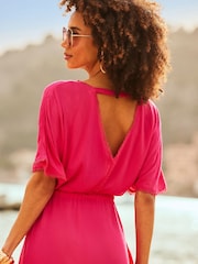 Sosandar Pink Embroiderd Beach Kaftan - Image 3 of 5