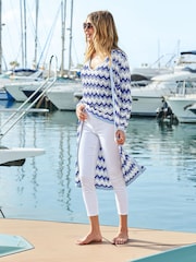 Sosandar Blue Chevron Print Longline Cardigan - Image 2 of 4