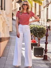 Sosandar Red Striped Boat Neck Top - Image 5 of 5