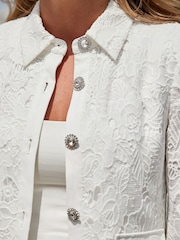 Sosandar White Lace Fitted Jacket - Image 1 of 5
