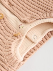 Neutral Cherry Baby Knitted Gilet, Long Sleeve Top and Leggings 3 Piece Set (0mths-3yrs) - Image 14 of 18
