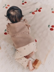 Neutral Cherry Baby Knitted Gilet, Long Sleeve Top and Leggings 3 Piece Set (0mths-3yrs) - Image 4 of 18