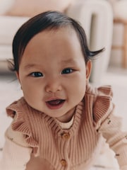 Neutral Cherry Baby Knitted Gilet, Long Sleeve Top and Leggings 3 Piece Set (0mths-3yrs) - Image 5 of 18