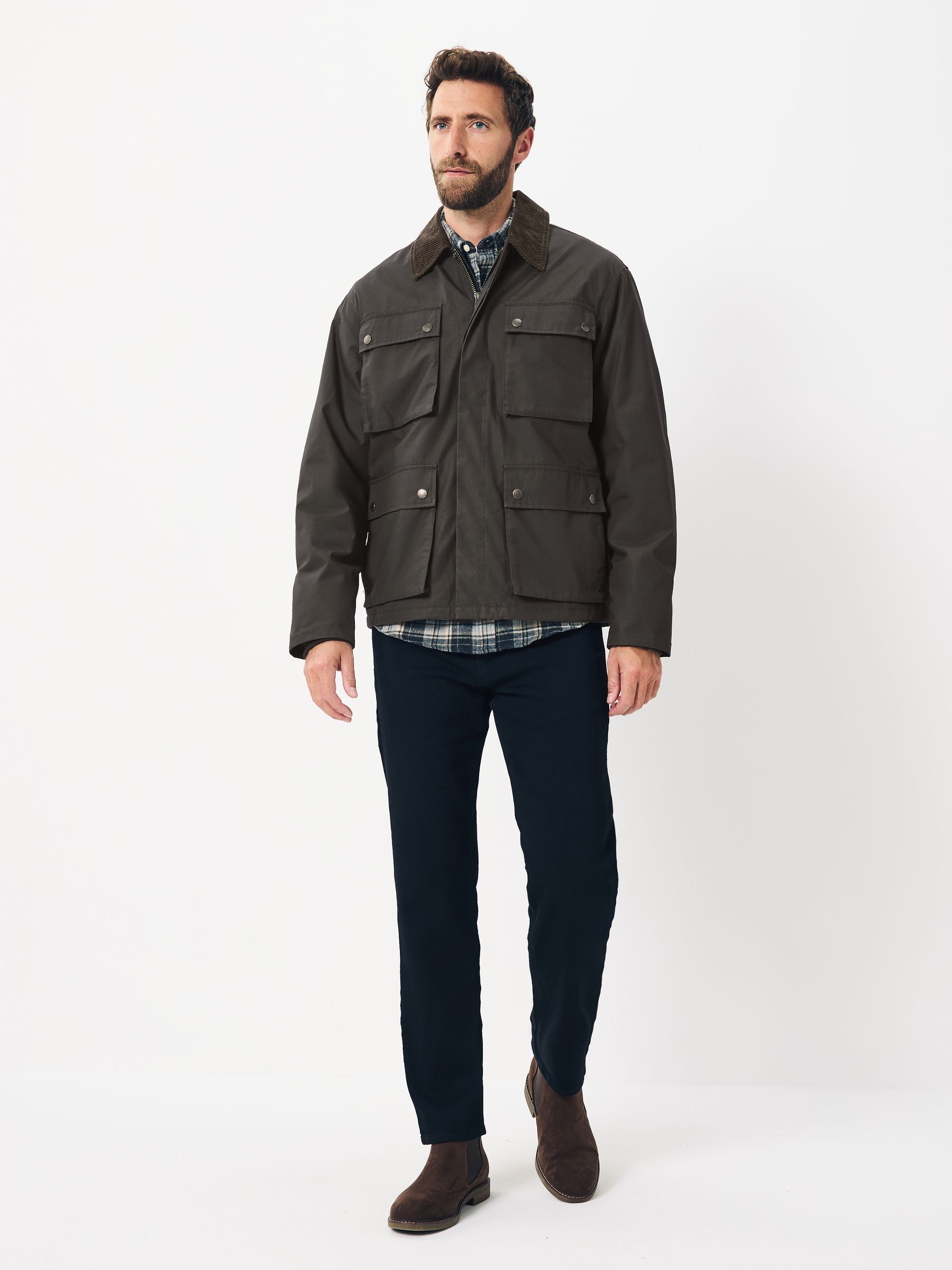 Buy Brown Wax Corduroy Collar Barn Jacket from Next USA
