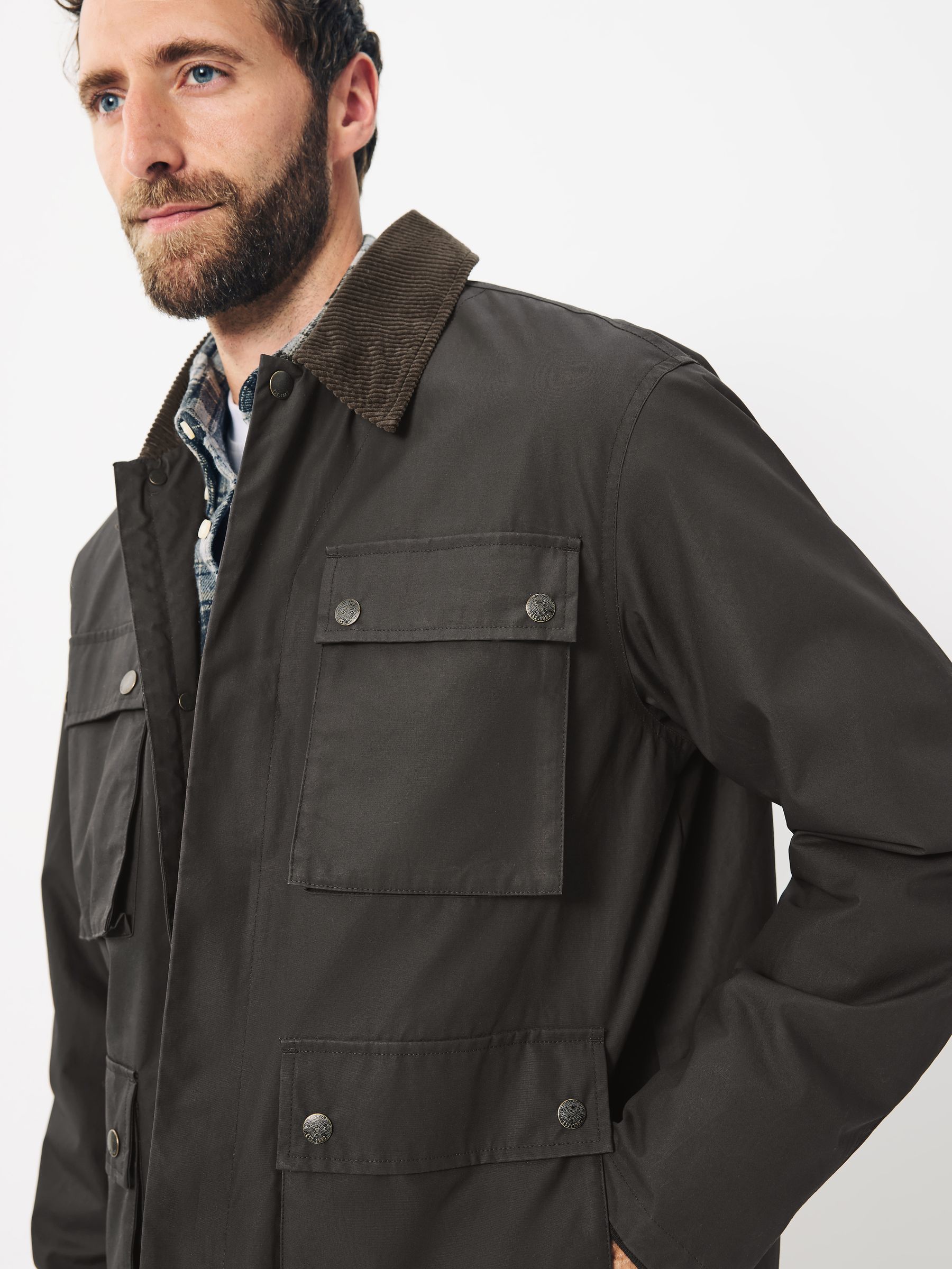 Buy Brown Wax Corduroy Collar Barn Jacket from Next USA