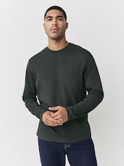 Green Regular Fit Long Sleeve Crew Neck T-Shirt - Image 1 of 7