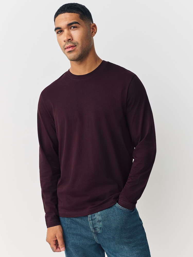 Purple Fig Regular Fit Long Sleeve Crew Neck T-Shirt - Image 1 of 7 Purple Fig Regular Fit Long Sleeve Crew Neck T-Shirt - Image 1 of 7