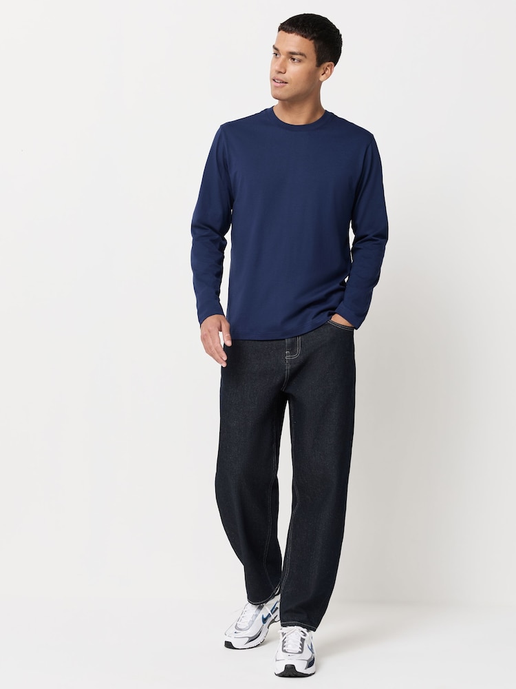 Blue Regular Fit Long Sleeve Crew Neck T-Shirt - Image 2 of 7 Blue Regular Fit Long Sleeve Crew Neck T-Shirt - Image 2 of 7
