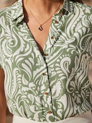 Sosandar Grey Paisley Print Short Sleeve Shirt - Image 3 of 5