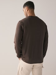 Brown Marl Regular Fit Long Sleeve Crew Neck T-Shirt - Image 3 of 7