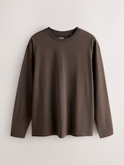 Brown Marl Regular Fit Long Sleeve Crew Neck T-Shirt - Image 5 of 7