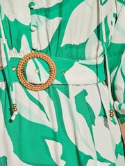 Sosandar Green/White Floral Print Belted Midaxi Dress - Image 5 of 5