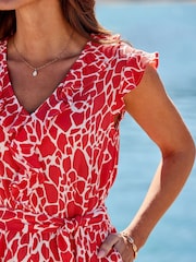 Sosandar Pink Morocco Print Ruffle Detail Playsuit - Image 4 of 5