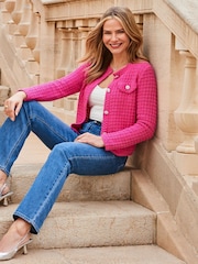 Sosandar Pink Premium Knit Embellished Button Cardigan - Image 1 of 5