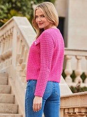 Sosandar Pink Premium Knit Embellished Button Cardigan - Image 4 of 5