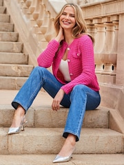 Sosandar Pink Premium Knit Embellished Button Cardigan - Image 5 of 5