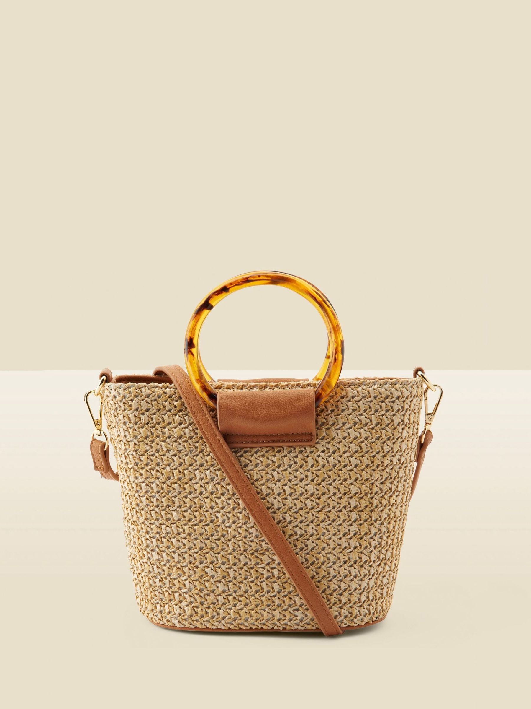 Buy Sosandar Natural Raffia Tortoiseshell Hoop Bag With Cross-Body