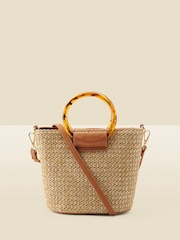 Sosandar Raffia Tortoiseshell Hoop Bag With Cross-Body Strap - Bild 3 von 4