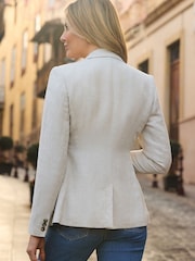 Sosandar Natural Linen Tuxedo Blazer Jacket - Image 3 of 5