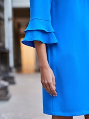Sosandar Blue Petite Ring Detail Shift Dress - Image 5 of 5