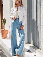 Sosandar Blue Petite Petite Palazzo Jeans - Image 2 of 5