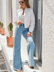 Sosandar Blue Petite Petite Palazzo Jeans - Image 3 of 5
