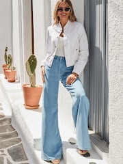 Sosandar Blue Petite Petite Palazzo Jeans - Image 5 of 5