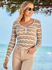 Sosandar Natural Chevron Knitted Jumper - Image 1 of 5