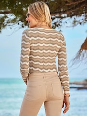 Sosandar Natural Chevron Knitted Jumper - Image 3 of 5