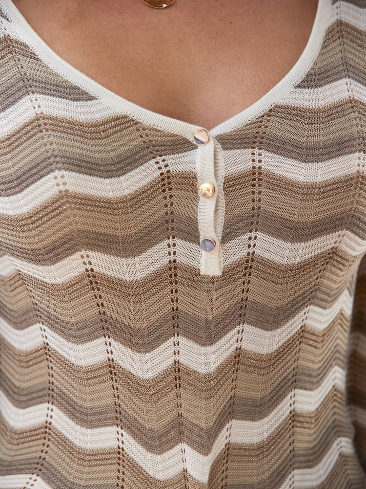 Sosandar Natural Chevron Knitted Jumper - Image 5 of 5