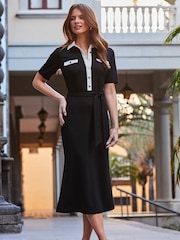 Sosandar Black Contrast Trim Fit & Flare Dress - Image 5 of 5