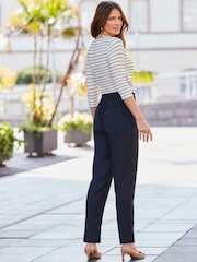 Sosandar Blue Linen Blend Tapered Trousers - Image 3 of 5