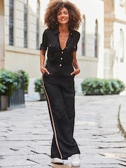 Sosandar Side Stripe Button Front Jumpsuit - Imagen 1 de 4