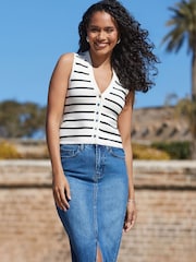 Sosandar Black Stripe Knitted Waistcoat - Image 3 of 5