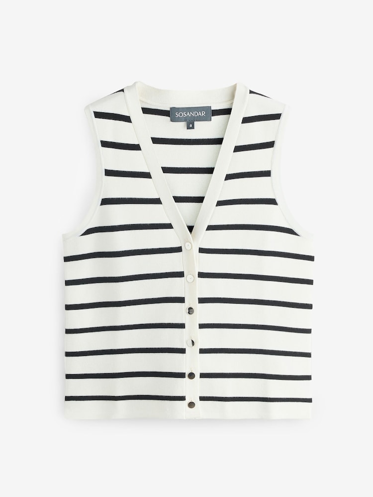 Sosandar Black Stripe Knitted Waistcoat - Image 5 of 5