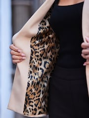 Sosandar Natural Petite Leopard Print Blazer - Image 3 of 5