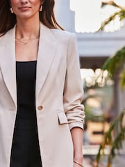 Sosandar Natural Petite Leopard Print Blazer - Image 4 of 5