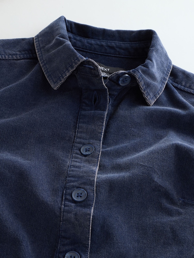 Washed Indigo Blue Cord Overhead Mini Dress - Image 2 of 3