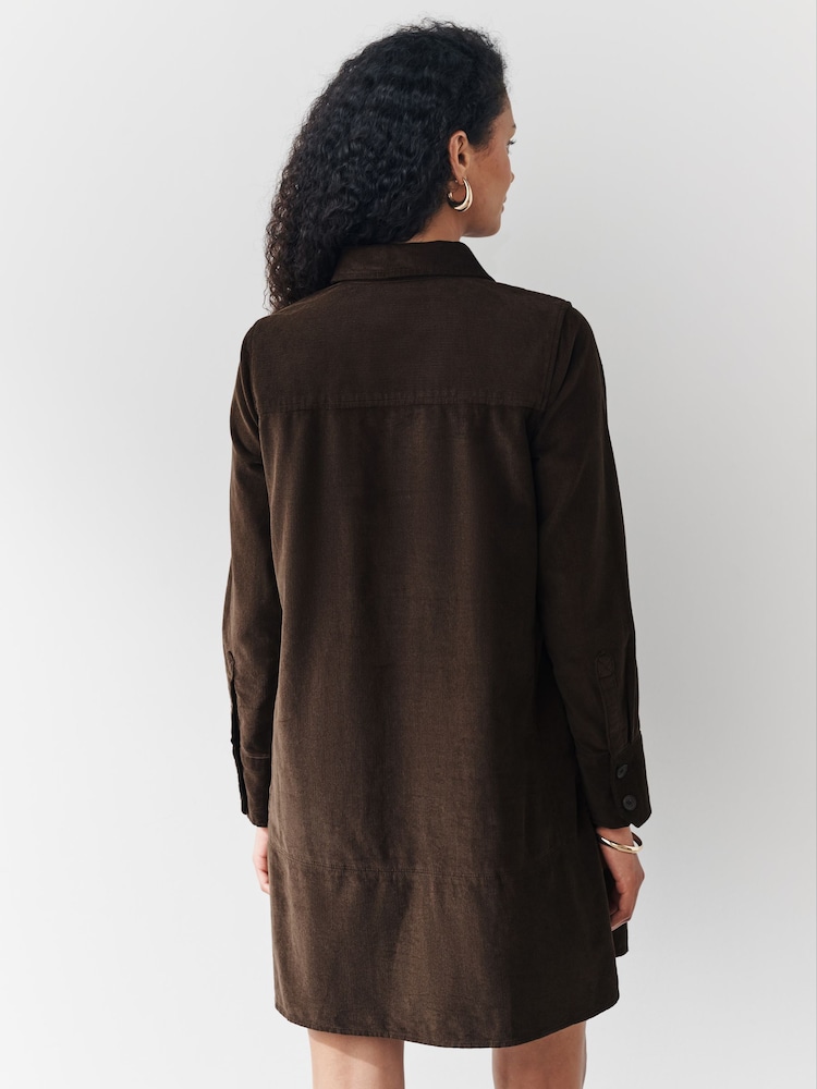 Chocolate Brown Cord Overhead Mini Dress - Image 2 of 6