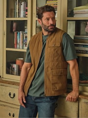 FatFace Rydal Light Brown Canvas Gilet - Image 1 of 7