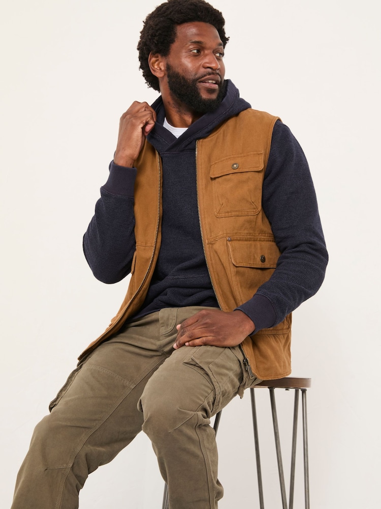 FatFace Rydal Light Brown Canvas Gilet - Image 2 of 7
