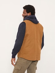 FatFace Rydal Light Brown Canvas Gilet - Image 3 of 7