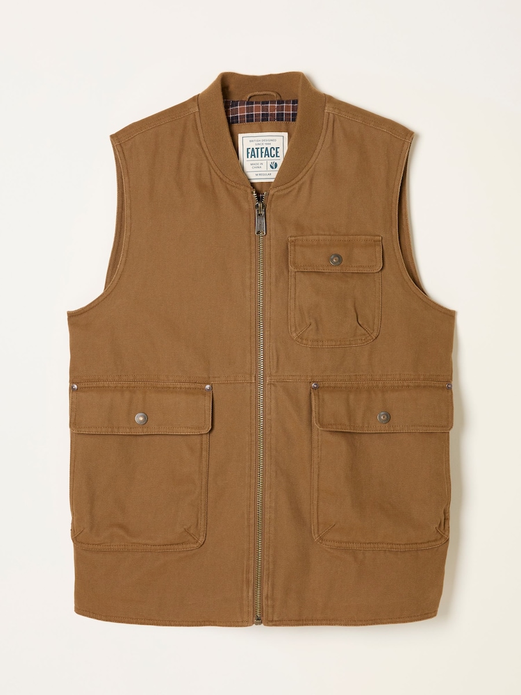 FatFace Rydal Light Brown Canvas Gilet - Image 7 of 7