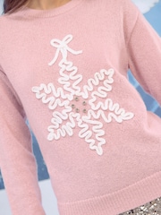 Pink Snowflake - Lipsy Christmas Crew Neck Knitted Jumper - Imagem 3 de 4