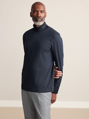Black Signature SUPIMA® Cotton Long Sleeve Roll Neck T-Shirt - Image 1 of 8