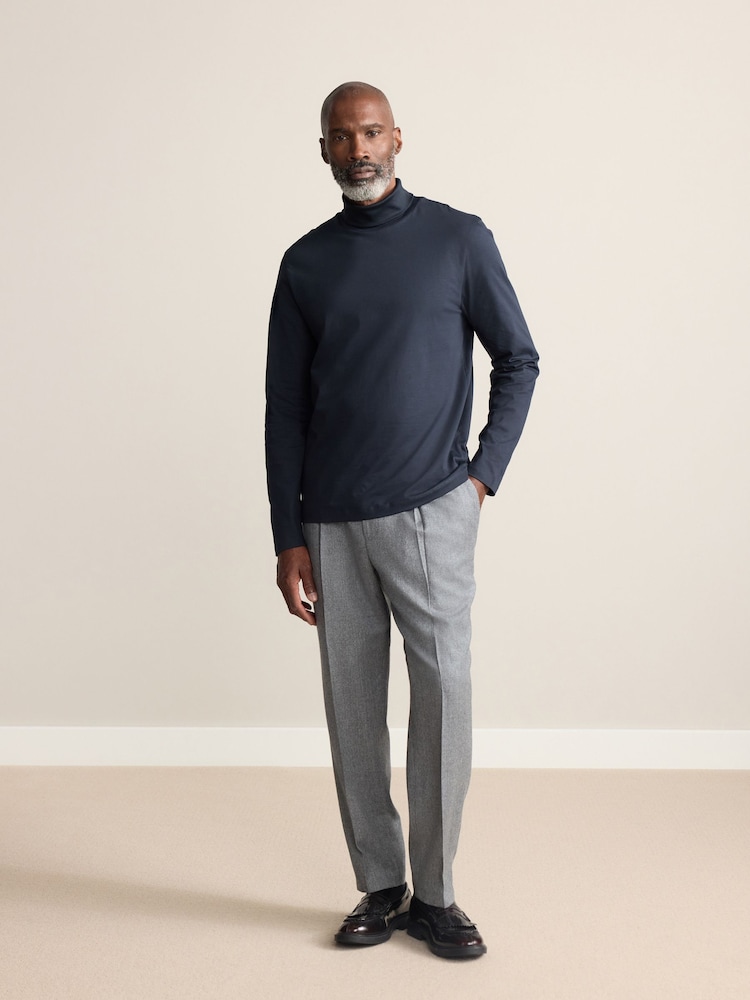 Black Signature SUPIMA® Cotton Long Sleeve Roll Neck T-Shirt - Image 2 of 8
