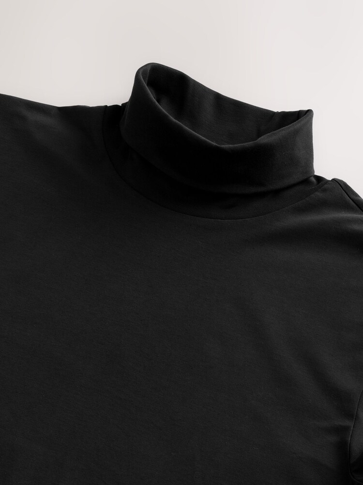 Black Signature SUPIMA® Cotton Long Sleeve Roll Neck T-Shirt - Image 8 of 8